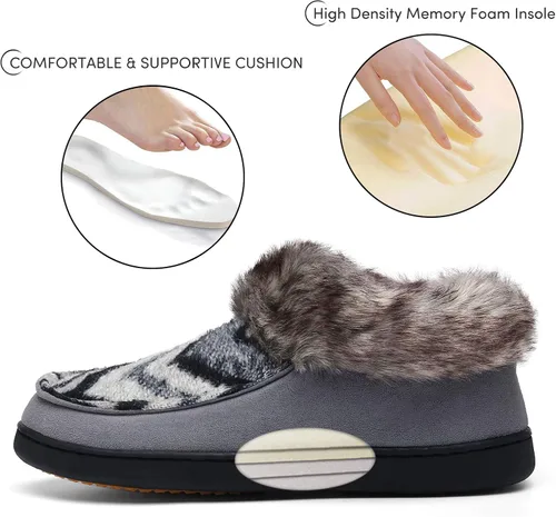 Vista 4 de Mishansha Womens House Shoes Memory Foam Suede Moccasin Slippers Winter Warm Fleece Lined Home Shoes with Anti-Skid Rubber Sole