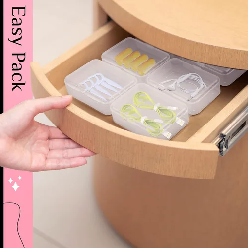 Vista 6 de Paquete de 6 recipientes pequeños de plástico, organizador de cuentas rectangulares transparentes con tapas para crayones y manualidades, soporte