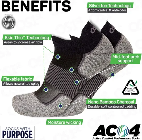 Vista 3 de OS1st AC4 Protección contra ampollas con doble pestaña Active Comfort Socks Punta reforzada