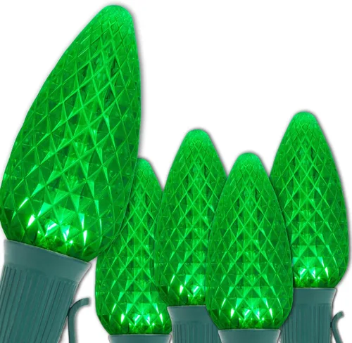 Vista 14 de Wintergreen Lighting 25 C9 OptiCore - Luces LED de Navidad para exteriores de alta resistencia, tira de luces de Navidad comerciales; cable verde