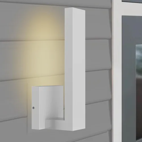 Vista 8 de LEEKI - Moderna lámpara exterior - Luminaria exterior en forma de L - 14W 3000K - Antióxido (blanco, 14.5 pulgadas) - Apliques de iluminación