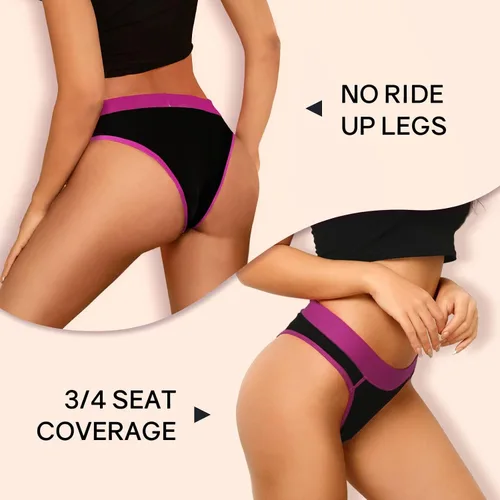 Vista 2 de Ropa interior de algodón para mujer, braguitas suaves y transpirables, paquete de 5