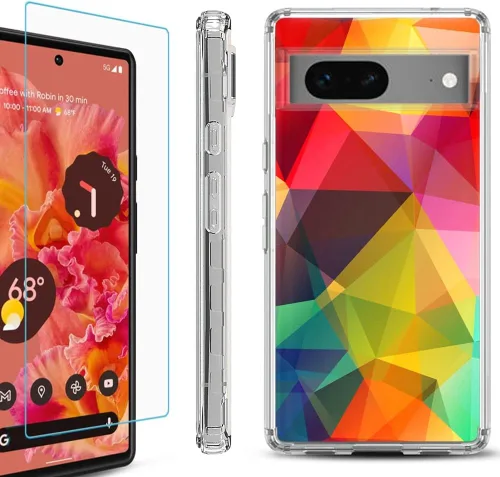 Vista 6 de Funda a prueba de golpes compatible con Google Pixel 6a, con protector de pantalla de vidrio templado, libro de composición