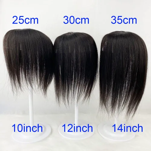 Vista 4 de 3.1x4.7 in piel base seda pelo humano touper con 3 clips en la parte superior del cuero cabelludo virgen europeo pelo tupé para mujeres para ocultar