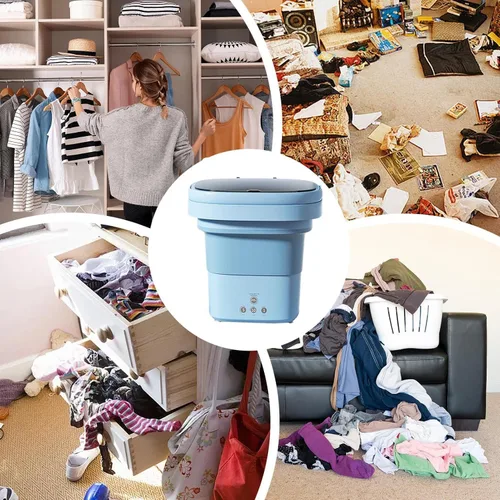 Vista 8 de Small Washer Machine - 6 Liter Foldable Quiet Washer Mini Laundry Machine With A Drain Basket For Apartment Dorm House Travel Camping Laundry