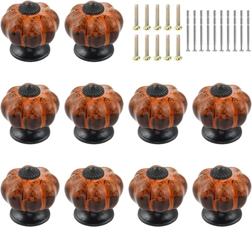 Vista 12 de Pomos de calabaza de 1.57 pulgadas, pomos de cerámica para armario, cajón, tiradores de cajones antiguos, pomos decorativos para armario, puerta