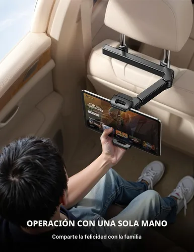 Vista 4 de Lamicall Soporte para reposacabezas de tableta para coche - [Brazo extensible 3 en 1] Soporte ajustable para tableta en el coche para asiento