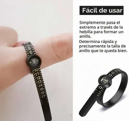 Vista 6 de Herramienta de medición de tamaño de anillo JRONGHE Cinta métrica reutilizable de tamaño de dedo con vidrio ampliado, herramienta