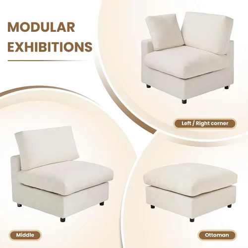Vista 7 de Sofá modular de nube seccional, moderno sofá en forma de L con otomana, 100 pulgadas, 3 plazas de felpilla para asiento profundo para sala de estar