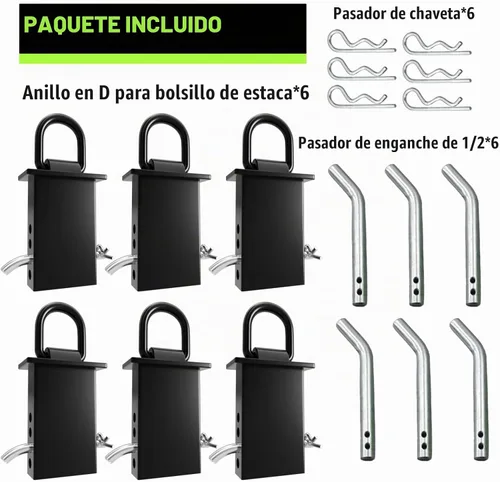 Vista 2 de UMIRO - Anclaje de amarre con anilla en D de bolsillo de estaca, resistente de 12,000 libras, extraíble, con pasador de enganche, para camiones