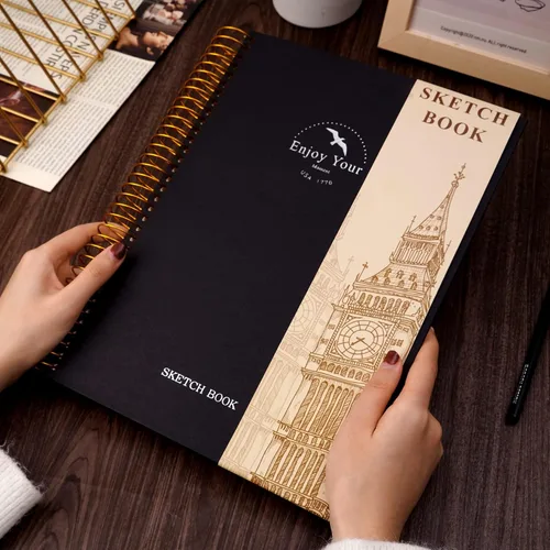 Vista 9 de FLYING EAGLE Cuaderno de bocetos de tapa dura para dibujar de 8.5 x 11 pulgadas, cuaderno de bocetos en espiral para adultos, mujeres y niños