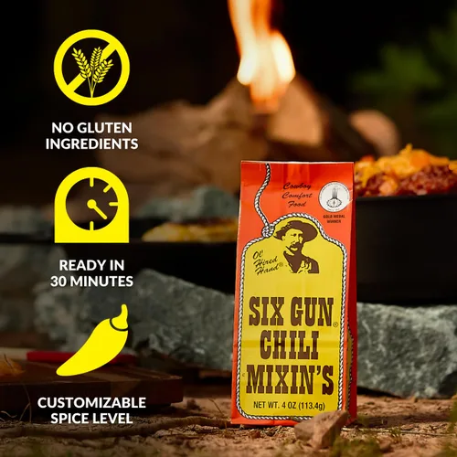 Vista 5 de Six Gun Chili Mixin's Original Chili Seasoning Mix, 4oz (paquete de 6)