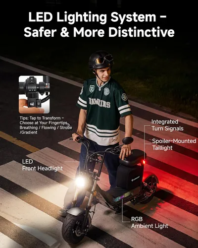 Vista 6 de ECOROAD CT1 Peak 1500W Scooter eléctrico con asiento, batería LFP 720Wh Verde