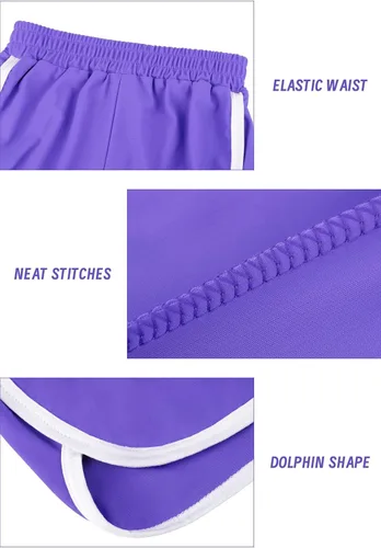 Vista 3 de Resinta Paquete de 4 pantalones cortos activos para niñas y niños pequeños, de secado rápido, pantalones cortos deportivos para correr, pantalones