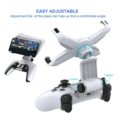 Vista 3 de DOBE PS5 Controller Mobile Gaming Clip for Playstation 5 Dualsense Controller Remote Play Mobile Phone Holder Clamp Adjustable Phone Mount Clip