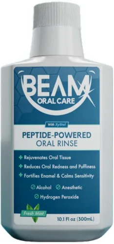 Vista 10 de PEP+ BEAM Enjuague bucal sin flúor sin alcohol con péptidos y xilitol - Enjuague oral para fortalecer el esmalte, soporte de encías y tejidos