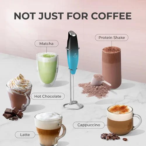 Vista 609 de Zulay Milk Boss Espumador de leche potente manual, hace espuma para latte, batidor para mezclar bebidas, café, miniespumador para capuchino, frappé