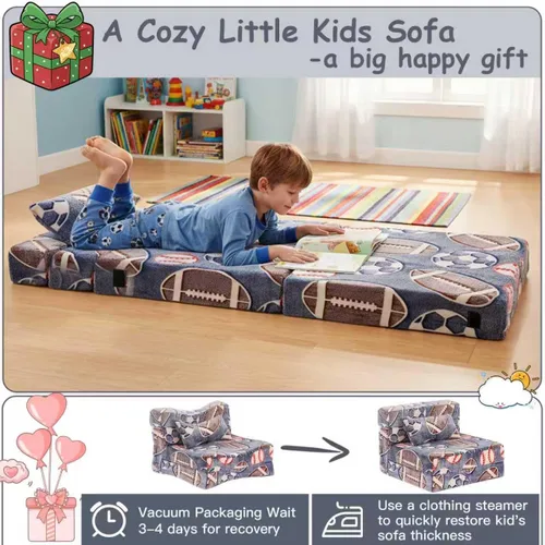Vista 9 de Tiita Colchón de Piso Plegable para Sofá Cama para Niños, Colchoneta de Siesta de Piso Plegable Lavable para Niños Pequeños, Sofá Futón Plegable