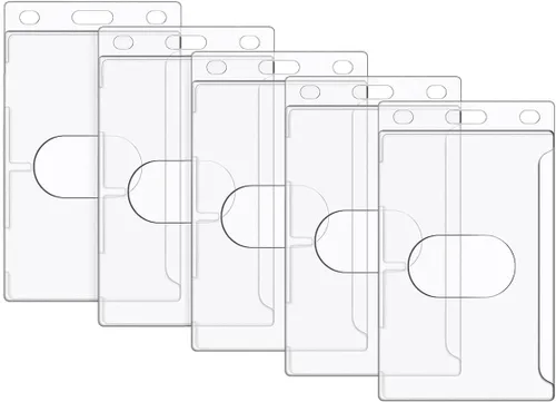 Vista 6 de Soporte para tarjetas de identificación de plástico duro, con ranura para pulgar de fácil acceso, estilo vertical, paquete de 2