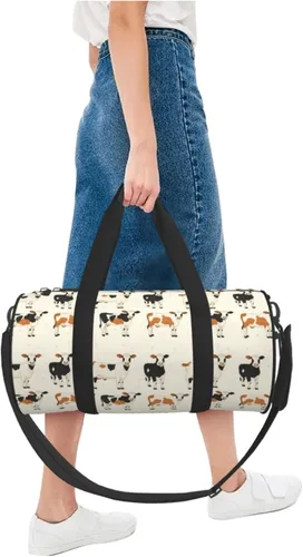 Vista 5 de Large Duffle Bag for Travel - Cute Cow Retro Print Gym Bag for Women Men, Travel Foldable Bags for Women Men with Zippered Multiple Pockets