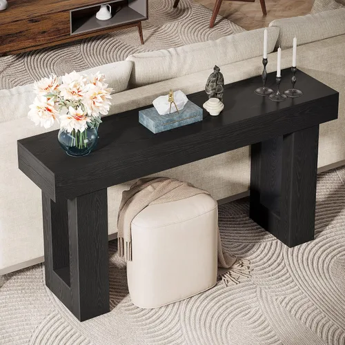 Vista 5 de Tribesigns - Mesa consola de 63 pulgadas de largo, mesa de sofá rectangular de madera detrás del sofá, mesa de entrada estilo granja para entrada