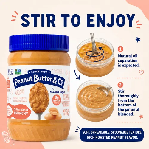 Vista 3 de Peanut Butter & Co. mantequilla de maní Mantequilla de maní simplemente crujiente. Non-GMO Project Verified, Gluten Free, Kosher, 8g Protein, No
