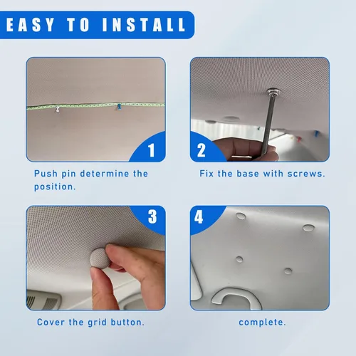 Vista 3 de Dickno 60 piezas de kit de reparación para techo de coche, remaches de presión para techo de coche con herramienta de instalación, hebilla