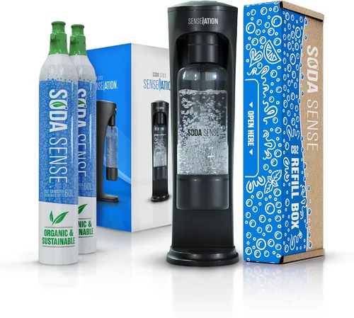 Vista 9 de SENSEation Máquina de Soda Gadgets de Cocina, Nuevos Artículos Esenciales para el Hogar - Juego de Máquina de Agua con Gas con 1 Cartucho de CO2