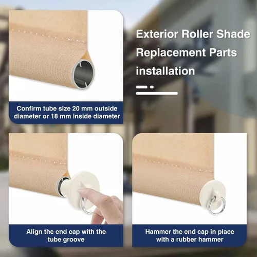 Vista 8 de Coolaroo - Piezas de repuesto para atar sombra y tapa de extremo con kit de anillo, resistencia a la intemperie, compatible con persianas