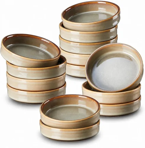 Vista 13 de ONEMORE Ramekins - Juego de 6 moldes aptos para horno, 4 onzas, cuencos de cerámica para souffle, natillas, salsa de inmersión, postre, microondas