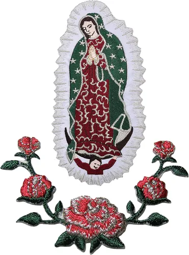 Vista 3 de Traje formal de cachemira blanca para bautizo de bautizo de primera comunión, plata Guadalupe María en la espalda SM-20