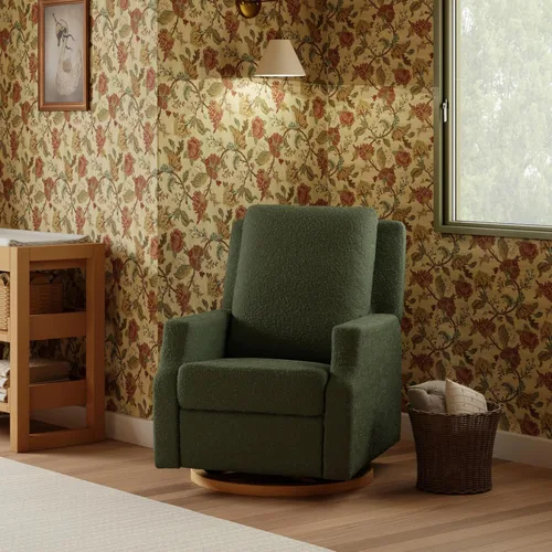 Vista 17 de Namesake Crewe - Silla reclinable para guardería con giro de 360°, color marfil Boucle marfil con base de madera clara