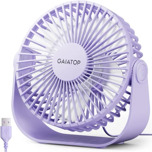 Vista 8 de Gaiatop Ventilador de escritorio USB, flujo de aire fuerte de 3 velocidades, portátil de 5.5 pulgadas, rotación de 90°, refrigeración silenciosa