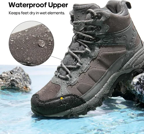 Vista 14 de NORTIV 8 - Botas de senderismo impermeables para hombre, zapatos de montañismo ligeros para exteriores