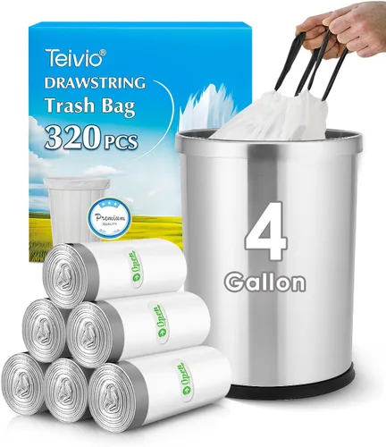 Vista 10 de Teivio Bolsas de basura grandes con cordón de 20 galones, 26 unidades, bolsas de basura fuertes y altas para cocina, hogar, oficina, residuos