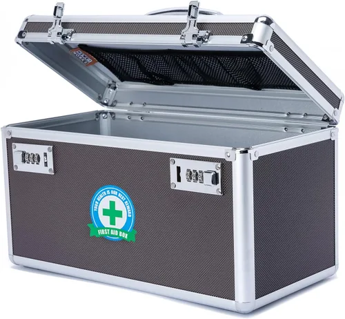 Vista 15 de Caja de medicamentos con cerradura con estuche de almacenamiento portátil, 14.2 x 7.2 x 8.2 pulgadas, organizador de bloqueo de medicamentos a