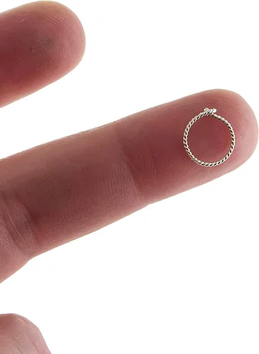 Vista 26 de Aretes de plata de ley abiertos para cartílago, tragus, delgados, calibre 22