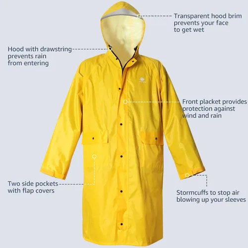 Vista 5 de Anyoo Poncho de lluvia con capucha, impermeable, ligero, para hombres, mujeres y adultos, con bolsillo para senderismo, camping, actividades al aire