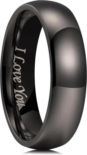 Vista 26 de King Will Alianza de boda de acero inoxidable 316L para hombres y mujeres, anillo de boda de 0.31 a 0.315 pulgadas de ancho, chapado en negro