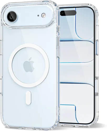 Vista 128 de oakxco Funda magnética transparente compatible con Magsafe, bonita funda delgada y transparente de poliuretano termoplástico no amarillenta, carcasa