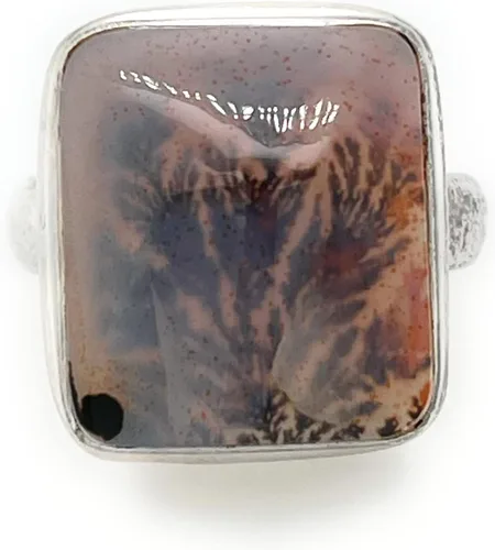 Vista 6 de Natural Scenic Dendritic Agate 925 Solid Sterling Silver Ring Size 7.25