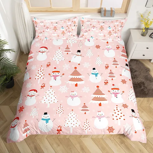 Vista 27 de Feelyou Juego de ropa de cama de Navidad gris para niños, tamaño individual, funda de edredón enana de Navidad para niños, niñas, adolescentes