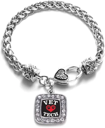 Vista 177 de Pulsera de dijes cuadrados de plata con joyería de circonita cúbica