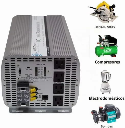 Vista 3 de AIMS Power inversor de corriente sinusoidal modificado, 12 vDC