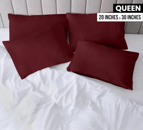 Vista 2 de Utopia Bedding - Paquete de 4 fundas de almohada con cierre de sobre, tela de microfibra cepillada suave, resistentes al encogimiento y a la Borgoña