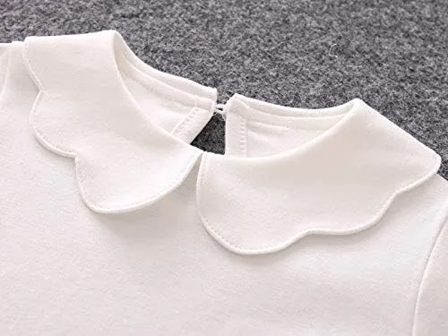 Vista 3 de Blusas de manga larga para bebés y niñas, cuello de muñeca de color liso, camiseta inferior