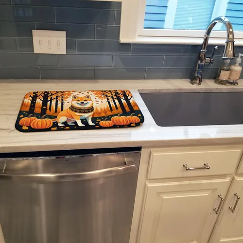 Vista 2 de Caroline's Treasures DAC1072DDM Shiba Inu - Tapete de secado de platos absorbente para encimera de cocina, tapete escurridor de platos