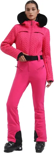 Vista 96 de GSOU SNOW Traje de esquí para mujer, traje de nieve delgado de una pieza, chaqueta de nieve, impermeable, resistente al viento, deportes al aire