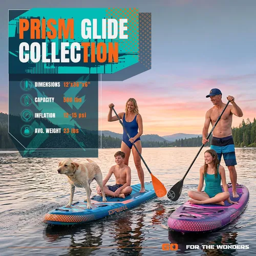 Vista 2 de UPWELL Tabla de remo extra ancha de 12 x 36 pulgadas, tabla de SUP 2+1 para adultos y adolescentes, tabla de SUP inflable con accesorios de primera