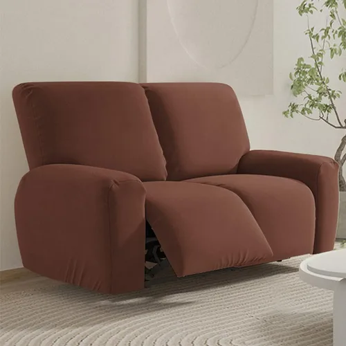 Vista 43 de vctops Fundas para sofá reclinable de 3 cuerpos, elásticas, de punto, suaves, lisas, antideslizantes, para sofá, protector de muebles con parte Café